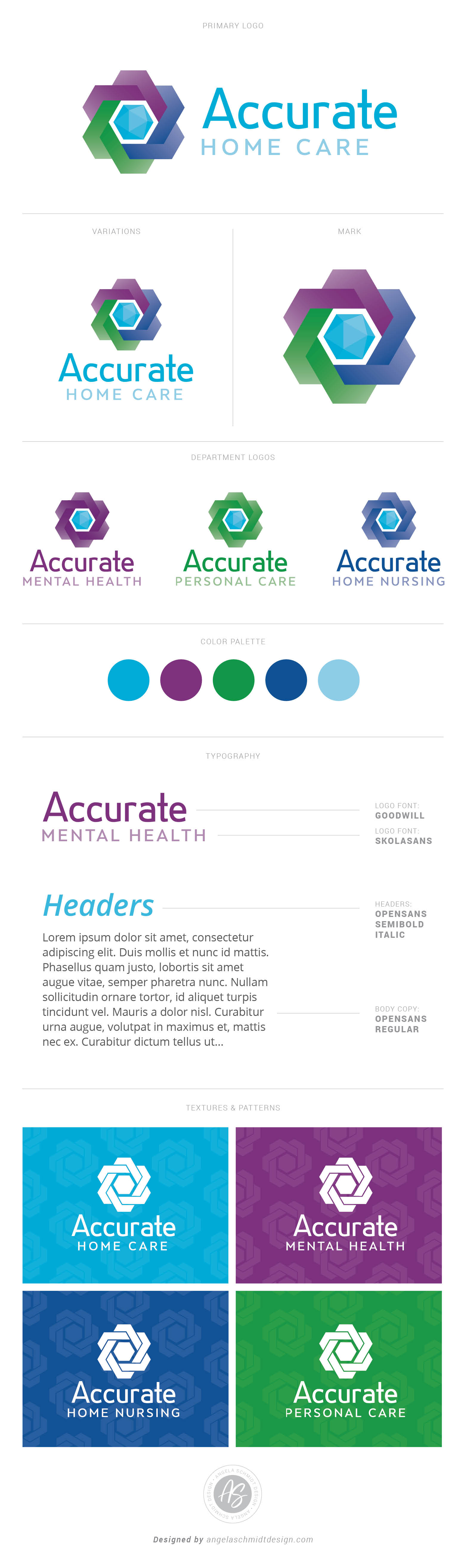 Accurate Home Care Logo Brand Board By Angela Schmidt Design