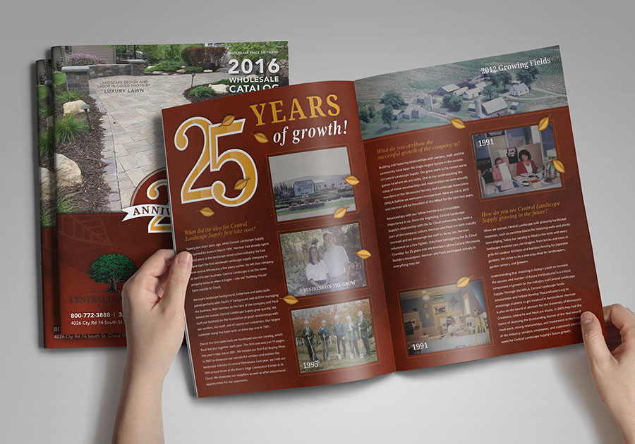 Central Landscape Supply Catalog Design 25 Anniversary Spread By Angela Schmidt Design