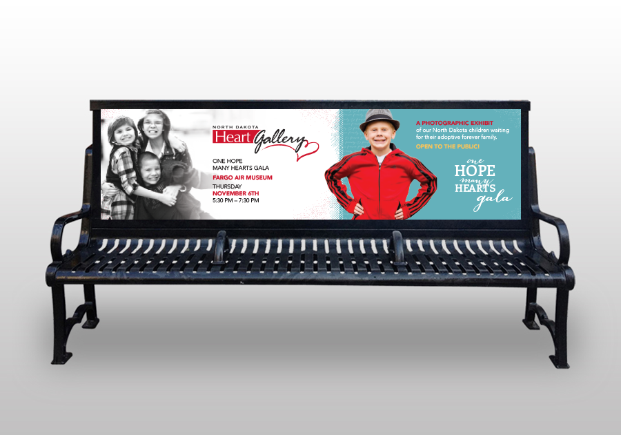 North Dakota Heart Gallery Gala Bus Bench Ad By Angela Schmidt Design