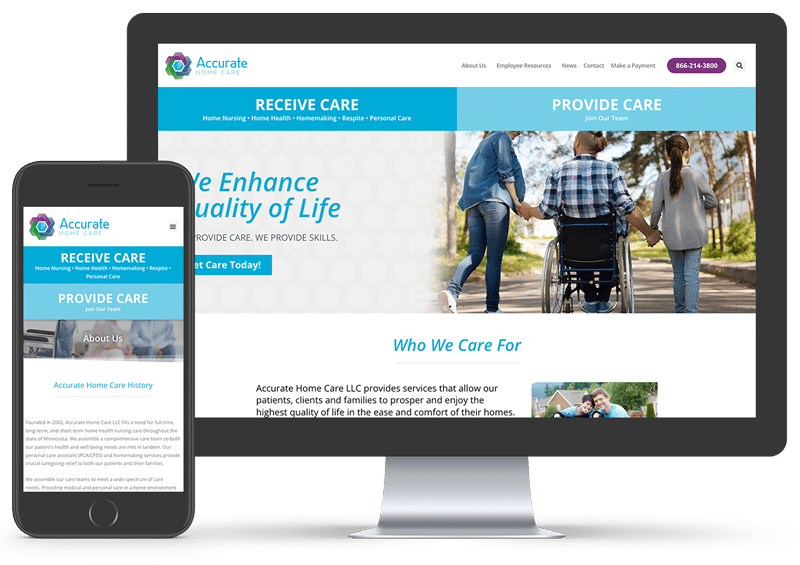 Accurate Home Care Website Design Mockup Angela Schmidt Design