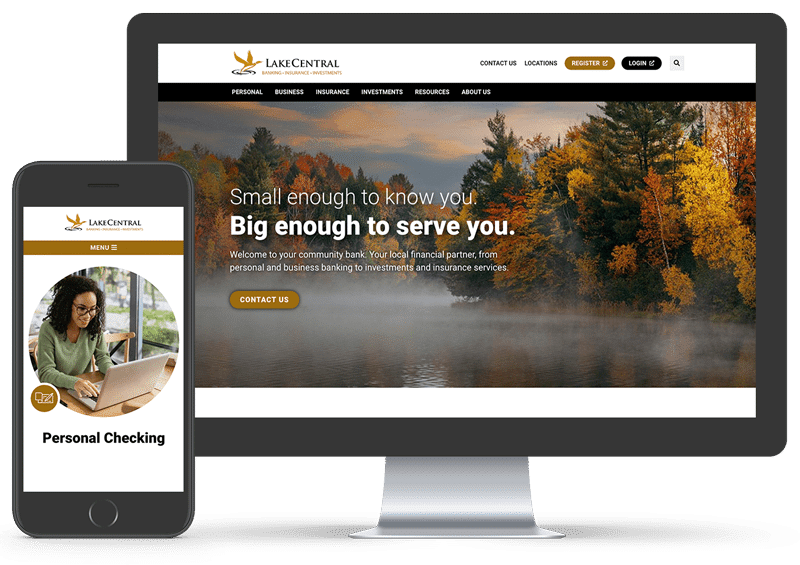 Lake Central Bank Website Design Mockup Angela Schmidt Design